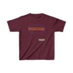 Maroon T-shirt with orange text, 'BREATHE IN THE FRESH AIR TO EMPOWER YOUR ENERGY', inside a blue decorative outline.