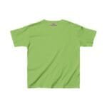 Back view of a lime green short-sleeve T-shirt with a small neck label.