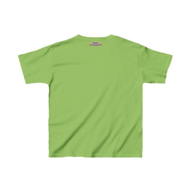 Back view of a lime green short-sleeve T-shirt with a small neck label.