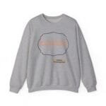 Grey sweatshirt featuring orange text 'KEEP CALM AND INCREASE YOUR CONCENTRATION' inside a black decorative frame, with a small designer label at the bottom.