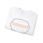White folded T-shirt with a black cloud outline and orange text reading 'KEEP CALM AND INCREASE YOUR CONCENTRATION'.