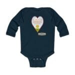 Baby onesie with a heart graphic and the text 'Let me sleep and do not disturb me, please' on the chest.