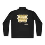 Black long-sleeve shirt with a gold embossed quote on the back: 'A princess is a girl or a woman who conserves her ethics'.