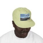 Light yellow cap with a 'Walk For Your Health' graphic patch on the front, worn by a person in a white shirt.