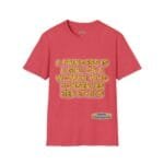 Pink T-shirt with bold gold text reading: 'A PRINCESS IS A GIRL OR A WOMAN WHO CONSERVES HER ETHICS' on the front.