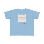 Light blue T-shirt with a centered white ornamental label showing orange text: 'Continuous learning is improving your culture's mindset' and a small designer badge below-right.