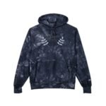 Navy tie-dye hoodie with a 'Walk For Your Health' slogan and silver laurel embroidery on the chest.