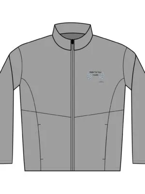 16822756612620009895_2048jpeg Gray zip-front jacket with a small embroidered 'Walk For Your Health' logo on the left chest, flanked by laurel accents