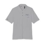 Light gray polo shirt with embroidered 'Walk For Your Health' logo on left chest and a small logo on the left sleeve; collared polo, short sleeves.