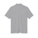 Back view of a light gray short-sleeve polo shirt with a collar.