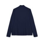 Back view of a navy blue long-sleeve shirt on a white background