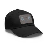 Close-up of a black baseball cap with a gray patch reading 'Walk For Your Health' and teal leaf graphics on the patch.