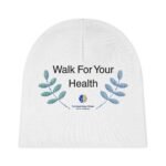 White circular badge with the phrase 'Walk For Your Health' and blue leafy vines around it (partial top view).