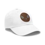 White cap with a brown circular patch reading 'Walk For Your Health' and blue leaf embroidery on the patch