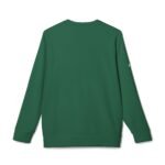 Back view of a dark green sweatshirt on a mannequin, plain design with no visible logos.
