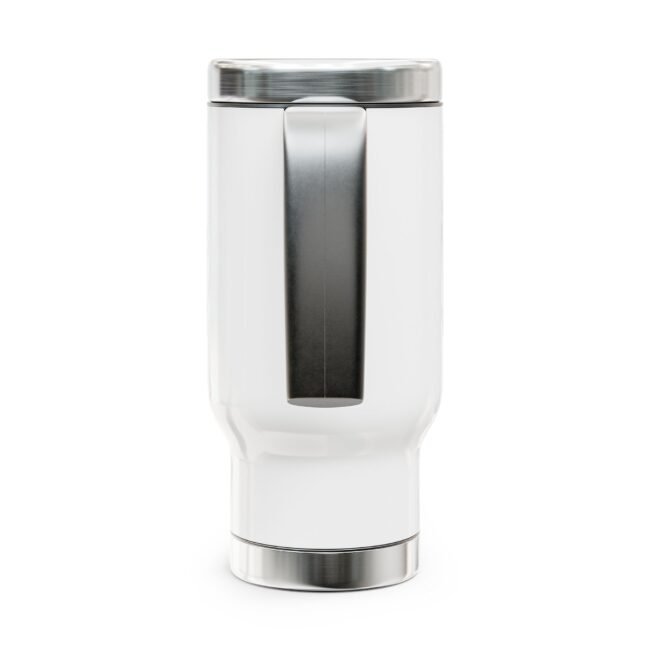 Close-up of a tall, modern salt/pepper grinder with a translucent top cap and chrome accents against a white background.
