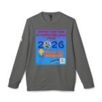 Gray long-sleeve shirt featuring a blue poster that reads 'Support Our Team by Respecting Each Other' with a soccer ball and 'World Cup 2026' graphic.